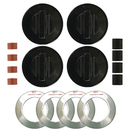 KNOB KIT GAS BLACK 4PK